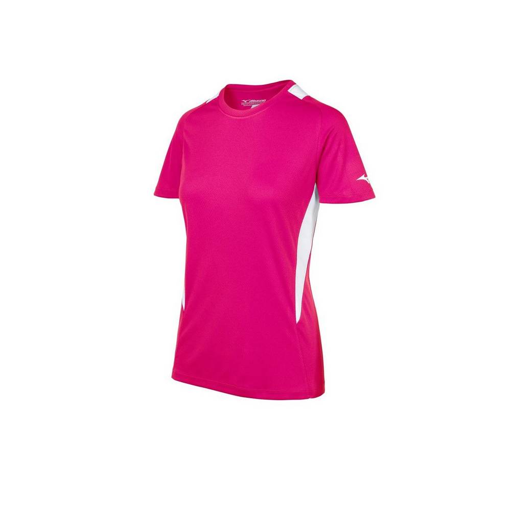 Maglia Mizuno Softball Crew Neck Donna - Rosa/Bianche - 29064-YSLH